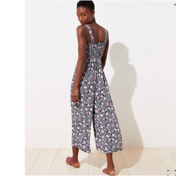 LOFT Floral Smocked Jumpsuit - Picture 2 of 5